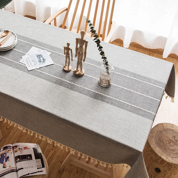 Dining Room Table Large Rectangle Table Cover, Modern Rectangular Table Cloth for Oval Table, Cotton and Linen Tablecloth for Kitchen-Silvia Home Craft