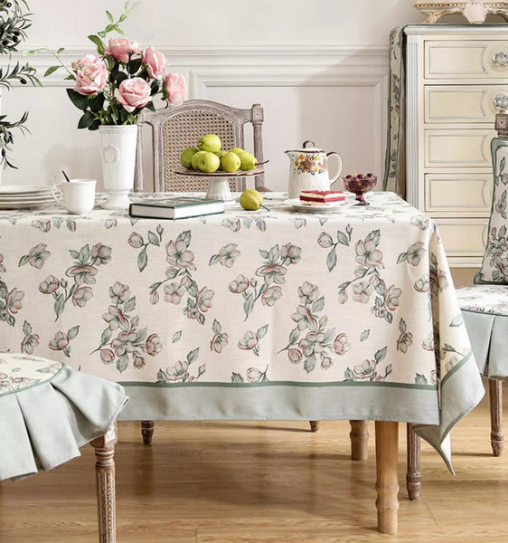 Peach Blossom Table Cover, Rectangular Tablecloth for Dining Table, Extra Large Modern Tablecloth, Square Linen Tablecloth for Coffee Table-Silvia Home Craft