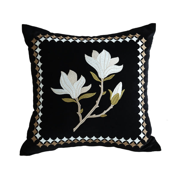 Decorative Pillow Arrangement Ideas for Couch, Magnolia Embroidered Cushion, Large Decorative Pillows for Couch, Modern Throw Pillows for Bedroom, Living Room Decorative Pillows-Silvia Home Craft