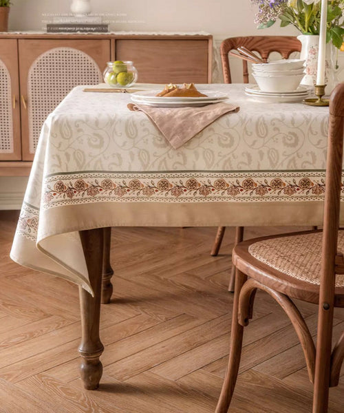 Kitchen Table Cover, Flower Tablecloth for Round Table, Elegant Table Cover for Dining Room Table, Modern Rectangle Tablecloth for Oval Table-Silvia Home Craft