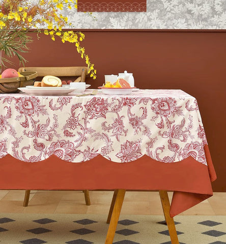 Extra Large Rectangle Tablecloth for Dining Room Table, Country Farmhouse Tablecloth, Flowers Pattern Rustic Table Covers for Kitchen, Square Tablecloth for Round Table-Silvia Home Craft