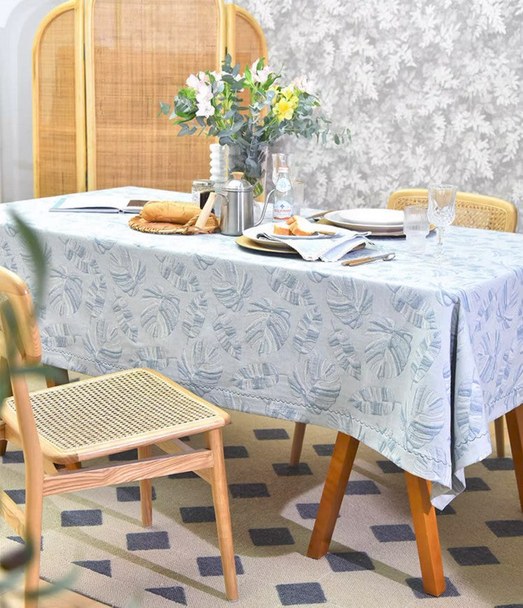 Large Rectangle Table Covers for Dining Room Table, Square Tablecloth for Round Table,Monstera Leaf Modern Table Cloths for Kitchen, Simple Contemporary Cotton Tablecloth-Silvia Home Craft