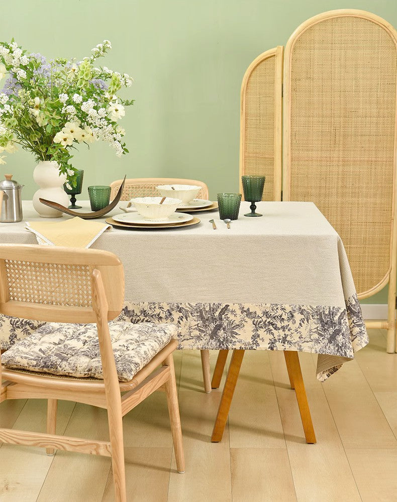 Cotton and Linen Rectangle Table Covers for Dining Room Table, Modern Tablecloth for Kitchen, Square Tablecloth for Coffee Table-Silvia Home Craft