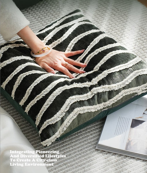 Large Simple Throw Pillow for Bedroom, Contemporary Pillows, Abstract Decorative Throw Pillows, Green Square Modern Throw Pillows for Couch-Silvia Home Craft