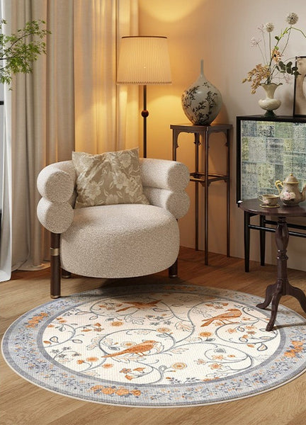 Dining Room Contemporary Round Rugs, Bedroom Modern Round Rugs, Modern Rug Ideas for Living Room, Circular Modern Rugs under Chairs-Silvia Home Craft