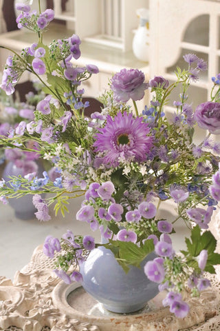 Large Bunch of Purple Romantic Flowers, Real Touch Artificial Floral for Living Room, Beautiful Spring Flower Arrangement for Home Decoration, Table Centerpiece-Silvia Home Craft