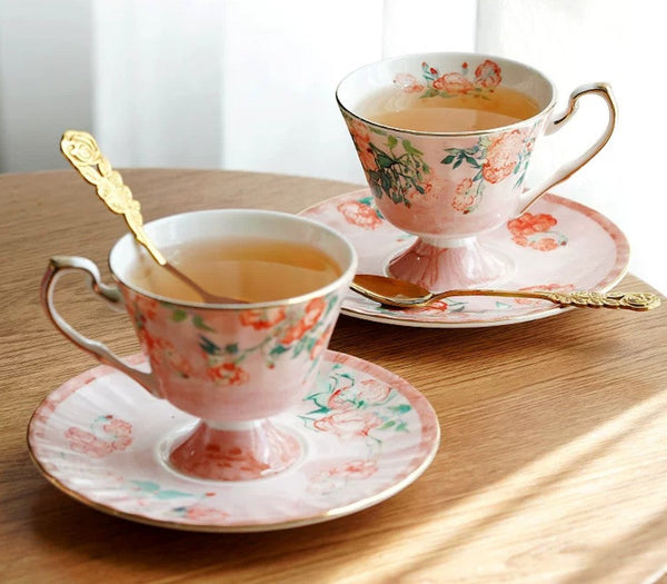 Luxury Tea Cup with Saucer, Elegant Coffee Cup, Porcelain Tea cups, Ceramic Tea Cup Set, British Tea Cup Set, Afternoon Tea Cup with Saucer Set-Silvia Home Craft