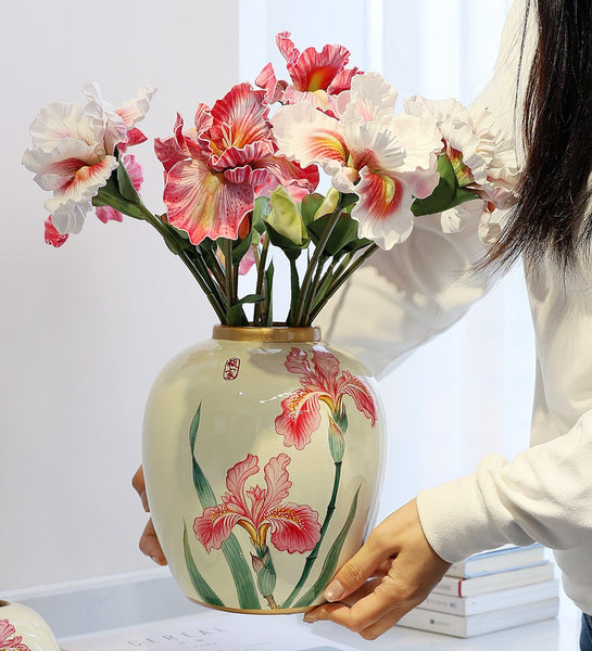 Large Flower Vases on Dining Table, Porcelain Flower Vases, Centerpiece Ceramic Bouquet Vases, Handmade Modern Flower Vase-Silvia Home Craft