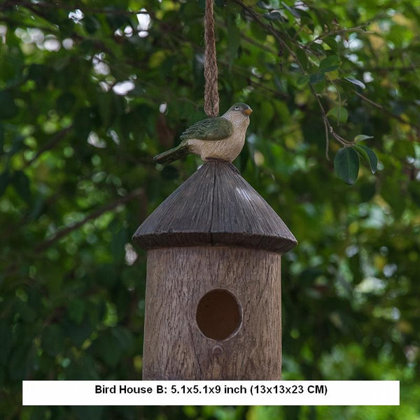 Resin Bird Nest for Garden Ornament, Bird House in the Garden, Lovely Birds House, Outdoor Decoration Ideas, Garden Ideas-Silvia Home Craft