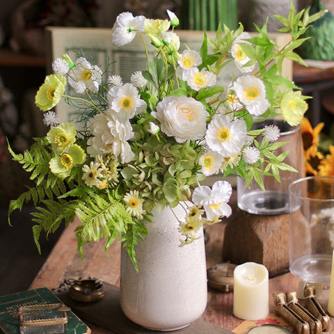 Beautiful Spring Flower Arrangement for Home Decoration, Real Touch Artificial Floral for Living Room, Table Centerpiece, Large Bunch of Romantic Flowers-Silvia Home Craft