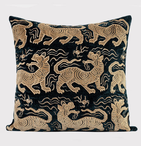 Embroidery Tiger Pattern Pillows for Couch, Contemporary Modern Sofa Pillows, Decorative Throw Pillows for Bedroom, Large Modern Sofa Pillow for Living Room-Silvia Home Craft