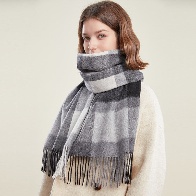 Soft Wool Scarf for women, Wool Scarf for Women, Plaid Winter Shawl, Christmas Holiday Gift, Evening Wrap, Large Winter Shawl, Elegant Shawl, Warm Cape, Winter Scarves-Silvia Home Craft