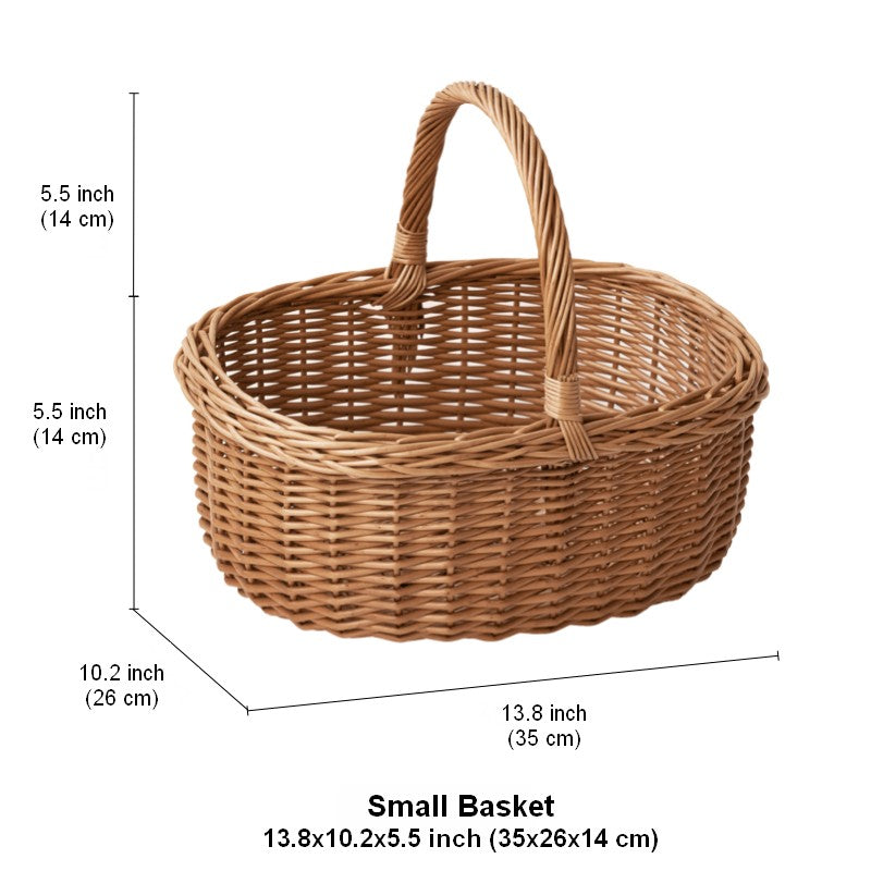 Lovely Willow Weaving Baskets for Vegetable, Large Picnic Food Basket with Handle, Natural Hand-woven Wicker Storage Basket, Natural Fruit Basket, Kitchen Storage Baskets-Silvia Home Craft
