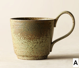 Creative Brown Green Blue Ceramic Coffee Mugs, Large Modern Handmade Pottery Coffee Cup, Large Unique Tea Cup, Large Capacity Coffee Cups-Silvia Home Craft