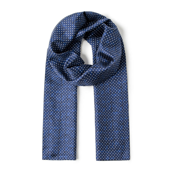 Formal Wear Silk Scarf, Silk Ascot For Men, British Style Long Scarf, Luxury Blue Silk Neck Scarf, Silk Scarf For Suit, Business Silk Scarf Men, Mens Spring Autumn Scarf, Lightweight Silk Scarf Men-Silvia Home Craft