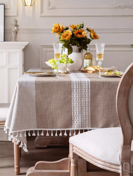 Cotton and Linen Rectangle Table Covers for Dining Room Table, Rectangular Tablecloths for Coffee Table, Modern Table Cloth for Kitchen-Silvia Home Craft