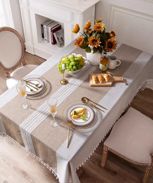 Cotton and Linen Rectangle Table Covers for Dining Room Table, Rectangular Tablecloths for Coffee Table, Modern Table Cloth for Kitchen-Silvia Home Craft