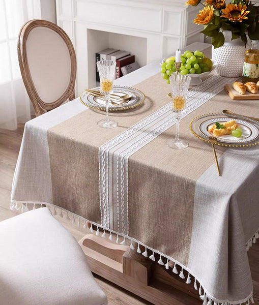 Cotton and Linen Rectangle Table Covers for Dining Room Table, Rectangular Tablecloths for Coffee Table, Modern Table Cloth for Kitchen-Silvia Home Craft