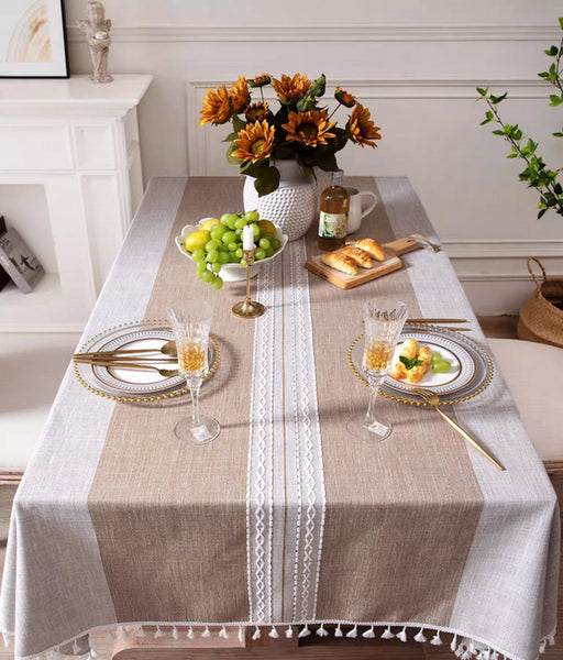 Cotton and Linen Rectangle Table Covers for Dining Room Table, Rectangular Tablecloths for Coffee Table, Modern Table Cloth for Kitchen-Silvia Home Craft