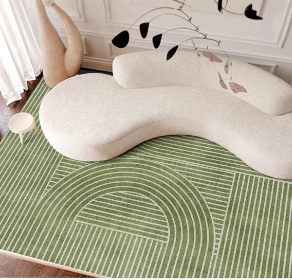 Modern Living Room Rugs, Green Thick Soft Modern Rugs for Living Room, Dining Room Modern Rugs, Contemporary Rugs for Bedroom-Silvia Home Craft