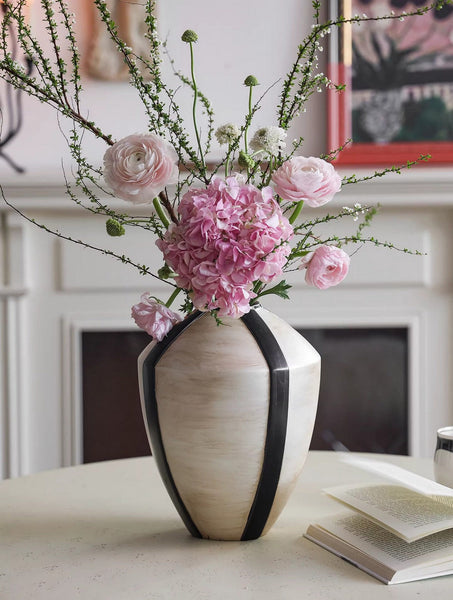 Centerpiece Ceramic Bouquet Vases, Porcelain Vases for Modern Home Decor, Large Contemporary Vases on Dining Table, Handmade Modern Flower Vase-Silvia Home Craft