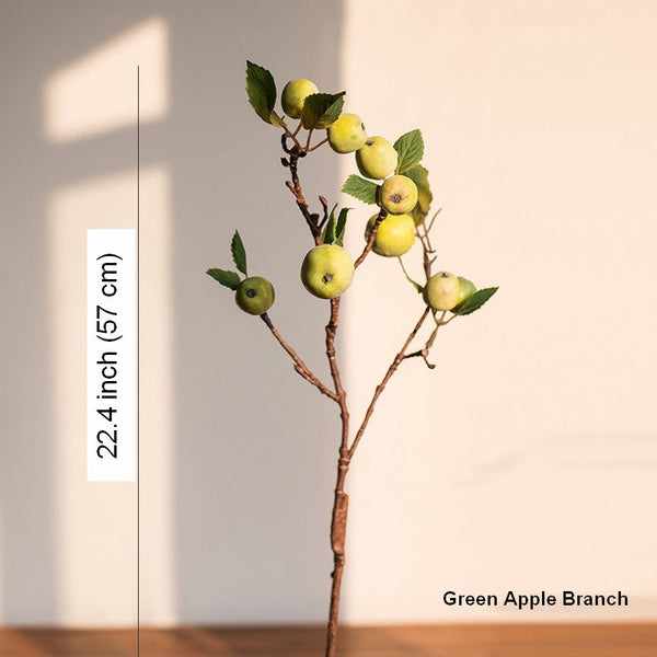 Green Apple Branch, Fruit Branch, Table Centerpiece, Beautiful Modern Flower Arrangement Ideas for Home Decoration, Simple Artificial Floral for Dining Room-Silvia Home Craft