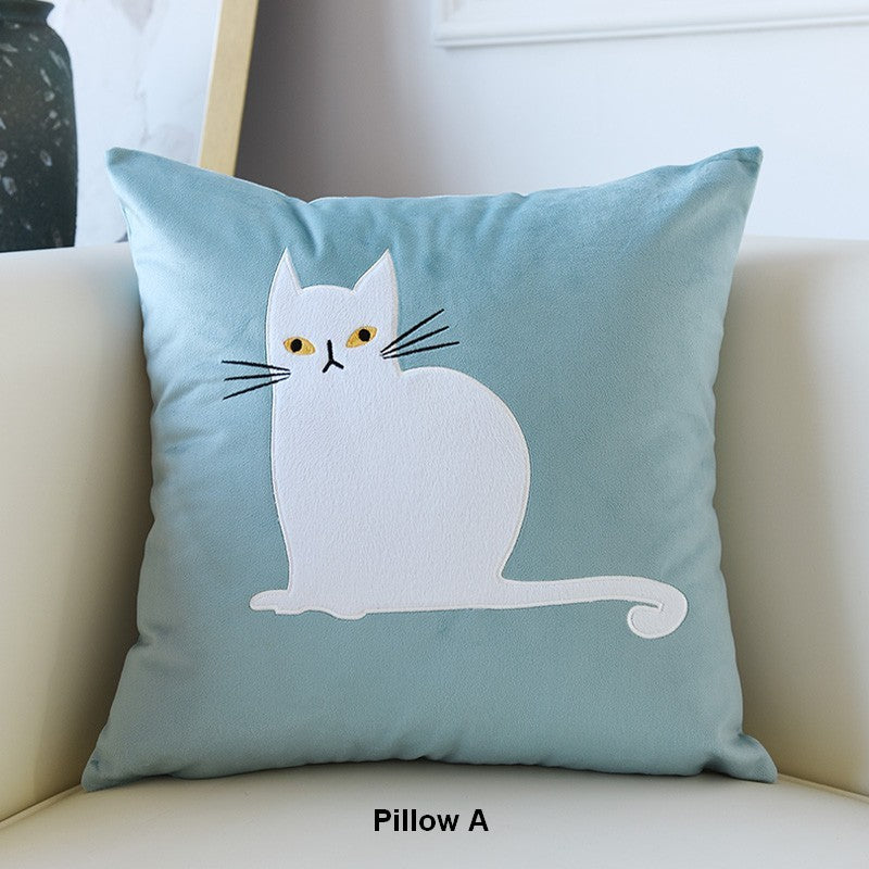 Cat Decorative Throw Pillows for Couch, Modern Sofa Decorative Pillows, Lovely Cat Pillow Covers for Kid's Room, Modern Decorative Throw Pillows-Silvia Home Craft