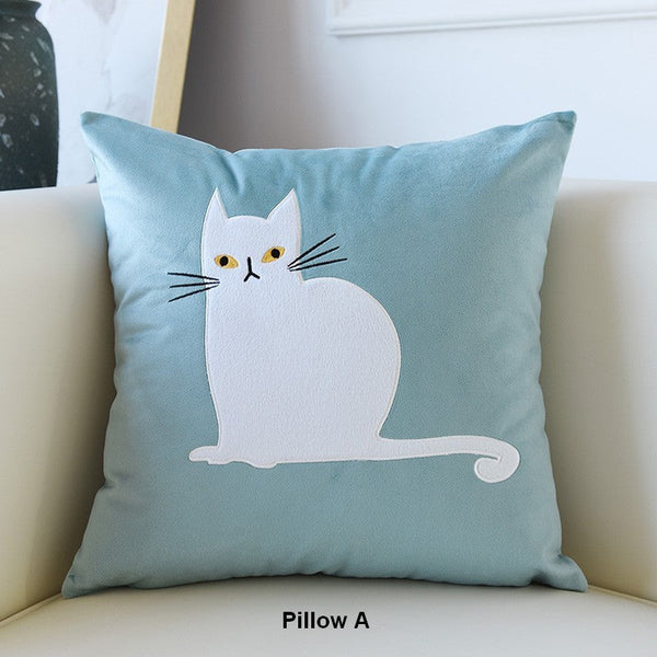 Cat Decorative Throw Pillows for Couch, Modern Sofa Decorative Pillows, Lovely Cat Pillow Covers for Kid's Room, Modern Decorative Throw Pillows-Silvia Home Craft