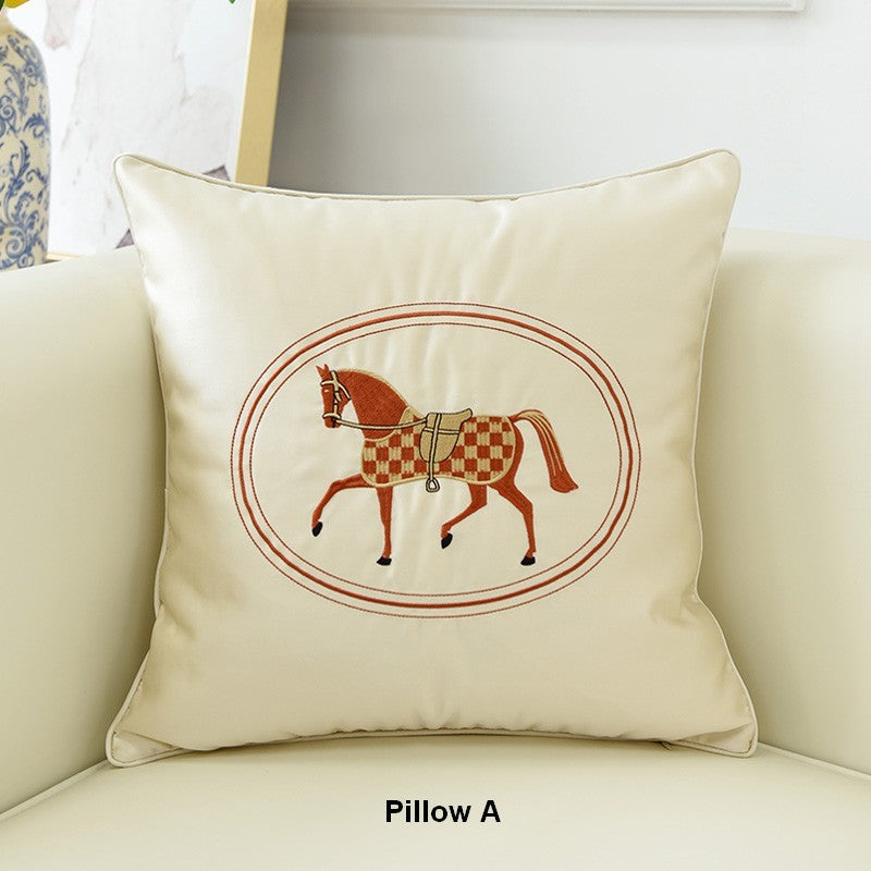 Decorative Throw Pillows for Couch, Modern Sofa Decorative Pillows, Embroider Horse Pillow Covers, Horse Modern Decorative Throw Pillows-Silvia Home Craft