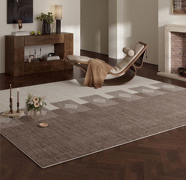 Modern Rugs under Dining Room Table, Mid Century Geometric Carpets, Abstract Modern Rugs for Living Room, Contemporary Modern Rugs Next to Bed-Silvia Home Craft