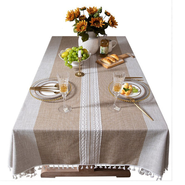 Cotton and Linen Rectangle Table Covers for Dining Room Table, Rectangular Tablecloths for Coffee Table, Modern Table Cloth for Kitchen-Silvia Home Craft