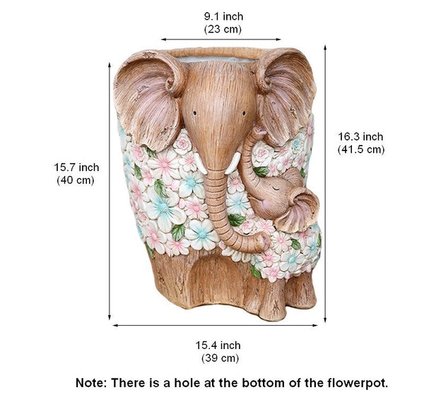 Beautiful Elephant Flowerpot, Modern Garden Flower Pot, Unique Animal Statue for Garden Ornaments, Resin Statue for Garden, Villa Outdoor Decor Gardening Ideas-Silvia Home Craft
