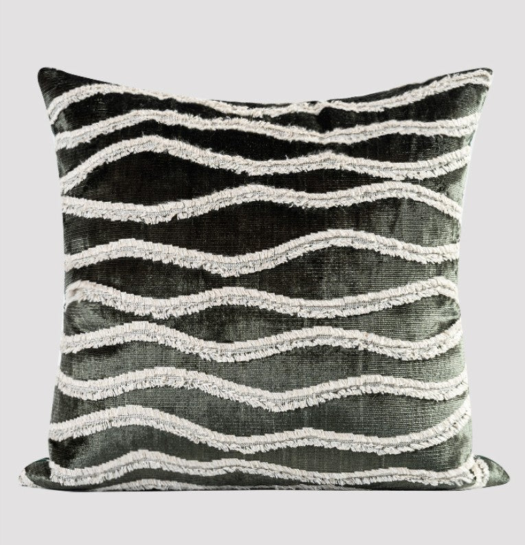 Large Simple Throw Pillow for Bedroom, Contemporary Pillows, Abstract Decorative Throw Pillows, Green Square Modern Throw Pillows for Couch-Silvia Home Craft