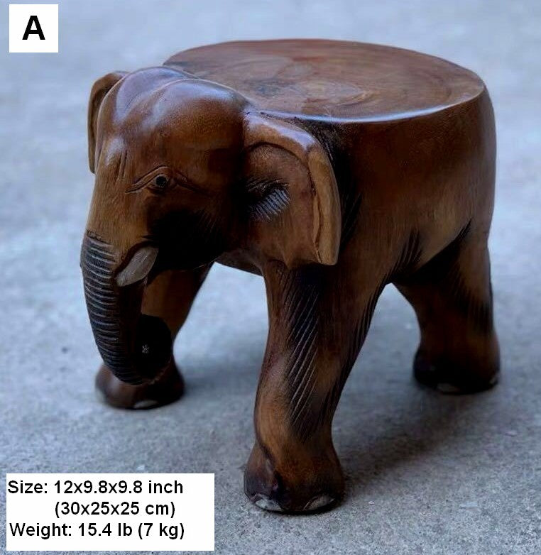Elephant Wooden Stool, Elephant Sofa Stool, Dining Table Stool, Handmade Solid Wood low Stool, Creative Shoe-changing Stool-Silvia Home Craft