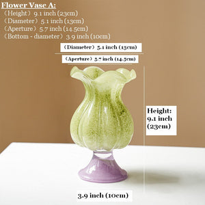 Modern Glass Vase for Flowers, Mid Century Glass Vases, Handmade