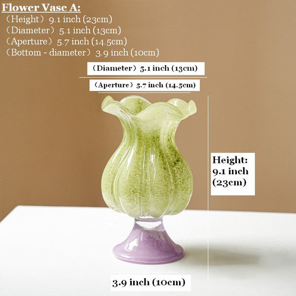 Modern Glass Vase for Flowers, Mid Century Glass Vases, Handmade Modern Vases for Living Room, Unique Decorative Glass Vase, Centerpiece Contemporary Vases on Table-Silvia Home Craft