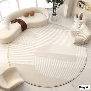 Bedroom Modern Round Rugs, Circular Modern Rugs under Chairs, Dining Room Contemporary Round Rugs, Geometric Modern Rug Ideas for Living Room-Silvia Home Craft