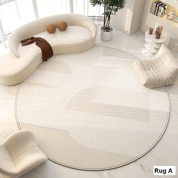 Living Room Contemporary Modern Rugs, Modern Area Rugs for Bedroom, Geometric Round Rugs for Dining Room, Circular Modern Rugs under Chairs-Silvia Home Craft