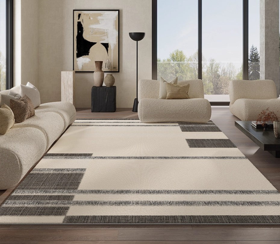 Abstract Area Rugs for Living Room, Geometric Contemporary Modern Rugs Next to Bed, Modern Carpets for Office, Modern Soft Rugs under Dining Room Table-Silvia Home Craft