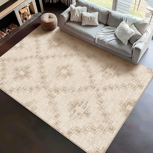 Modern Geometric Carpets for Bedroom, Contemporary Abstract Rugs under Dining Room Table, Modern Living Room Rug Placement Ideas-Silvia Home Craft