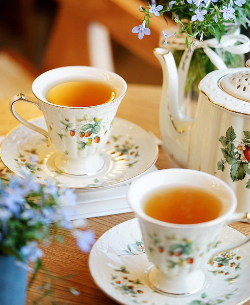 Beautiful British Tea Cups, Elegant Porcelain Tea Cup Saucer Set, Traditional English Tea Cup and Saucer, Unique Ceramic Coffee Cups-Silvia Home Craft