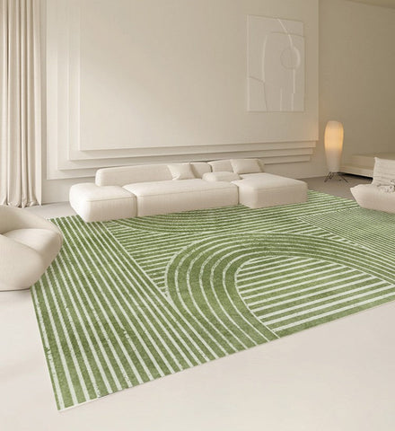 Modern Living Room Rugs, Green Thick Soft Modern Rugs for Living Room, Dining Room Modern Rugs, Contemporary Rugs for Bedroom-Silvia Home Craft
