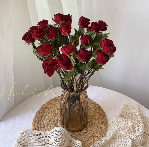 Natural Dried Rose Flower Bunches, Dried Rose Floral Bouquet, Dried Flowers, A Bunch Dried Rose Flowers, Red Yellow Purple Dried Rose Flowers-Silvia Home Craft