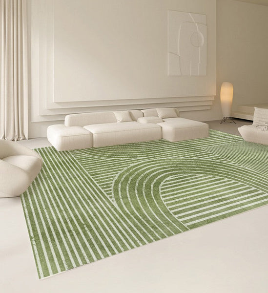 Dining Room Modern Rugs, Modern Living Room Rugs, Green Thick Soft Modern Rugs for Living Room, Contemporary Rugs for Bedroom-Silvia Home Craft