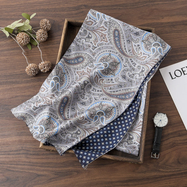 Business Silk Scarf Men, Silk Scarf For Suit, British Style Long Scarf, Luxury Silk Neck Scarf, Mens Spring Autumn Scarf, Formal Wear Silk Scarf, Silk Ascot For Men, Lightweight Silk Scarf Men-Silvia Home Craft