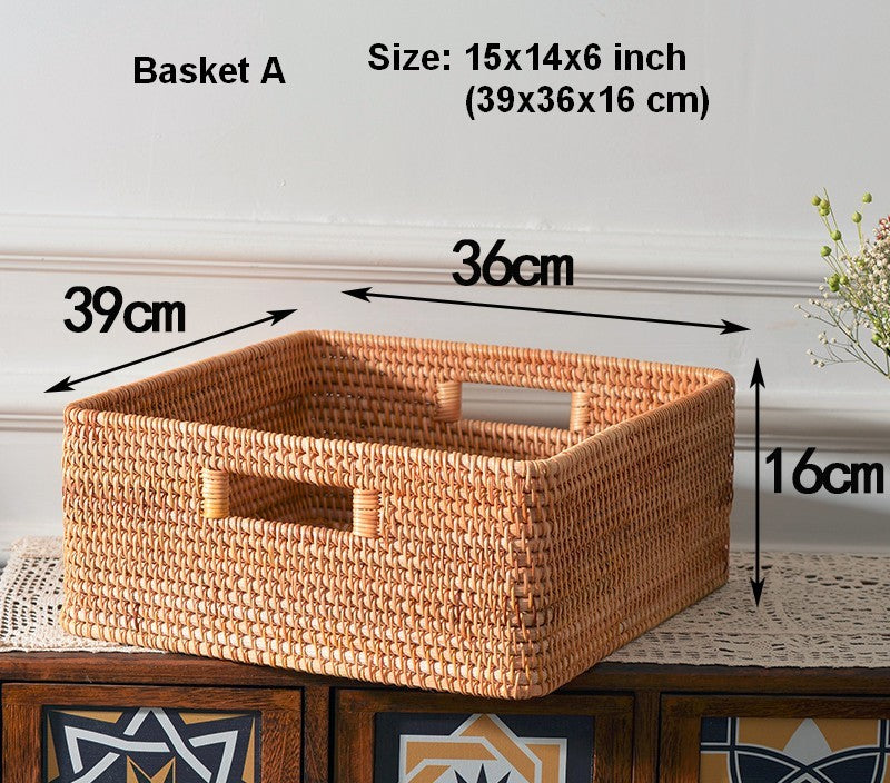 Woven Storage Baskets, Rattan Storage Baskets for Kitchen, Storage Basket for Shelves, Kitchen Storage Basket, Storage Baskets for Bedroom-Silvia Home Craft
