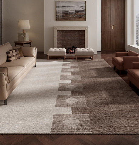Modern Rugs under Dining Room Table, Mid Century Geometric Carpets, Abstract Modern Rugs for Living Room, Contemporary Modern Rugs Next to Bed-Silvia Home Craft
