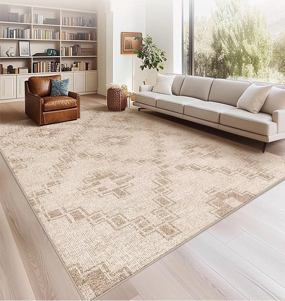 Modern Geometric Carpets for Bedroom, Contemporary Abstract Rugs under Dining Room Table, Modern Living Room Rug Placement Ideas-Silvia Home Craft