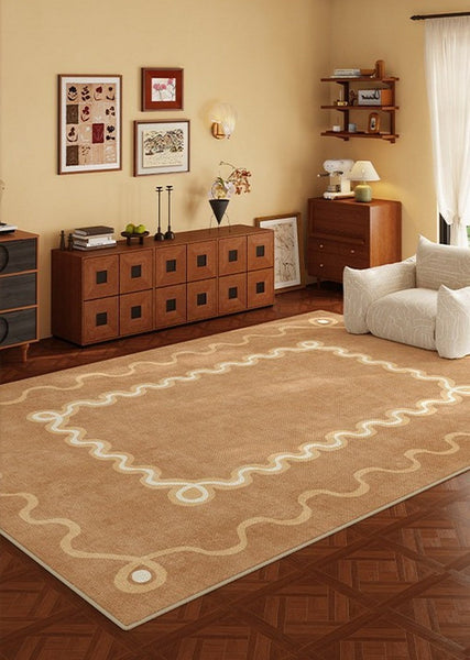 Large Modern Rugs for Living Room, Bedroom Modern Rugs, Dining Room Geometric Modern Rugs, Cream Color Contemporary Modern Rugs-Silvia Home Craft