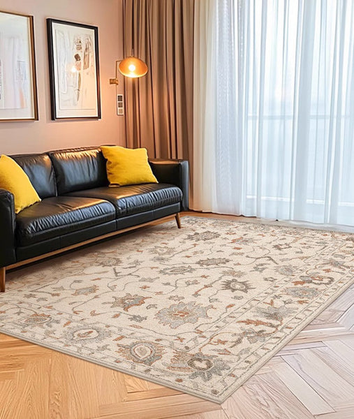 Flower Pattern Modern Rugs for Farmhouse, Bedroom Modern Rugs, Modern Rugs for Dining Room, Modern Rugs for Living Room-Silvia Home Craft
